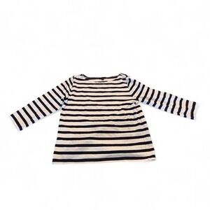 J.Crew- Black and white striped long sleeve top with round neck & cuffed sleeves